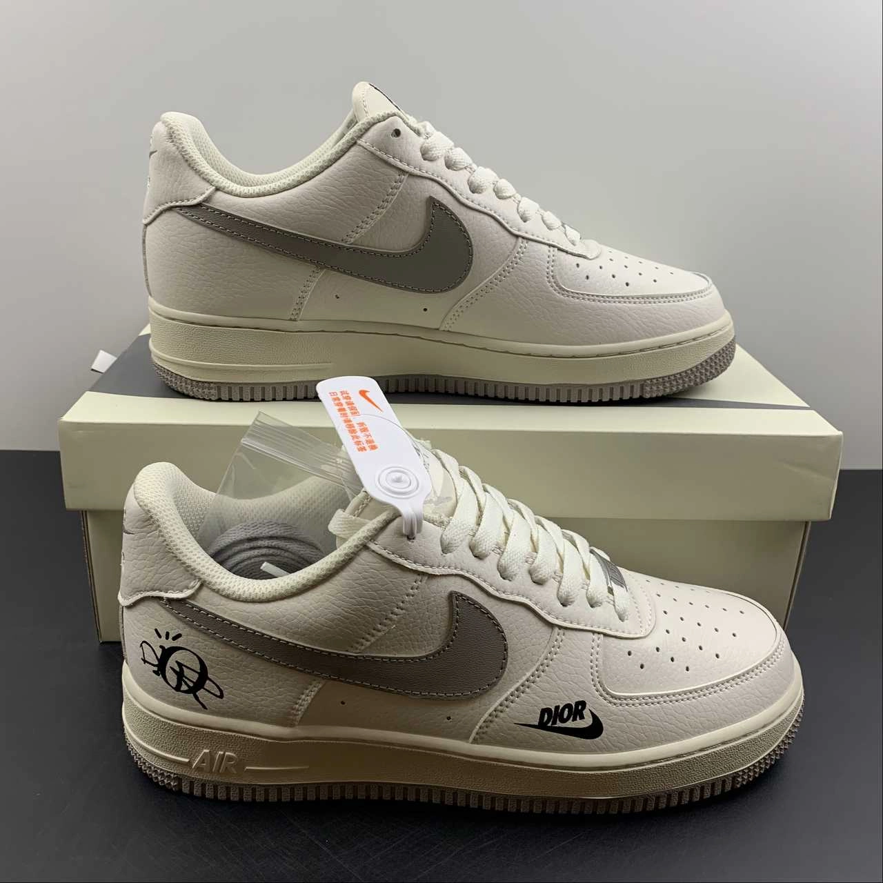 Toe Space Drive Ease Dior x Air Force 1 07 Low Cream White Black Gray BS6055-203