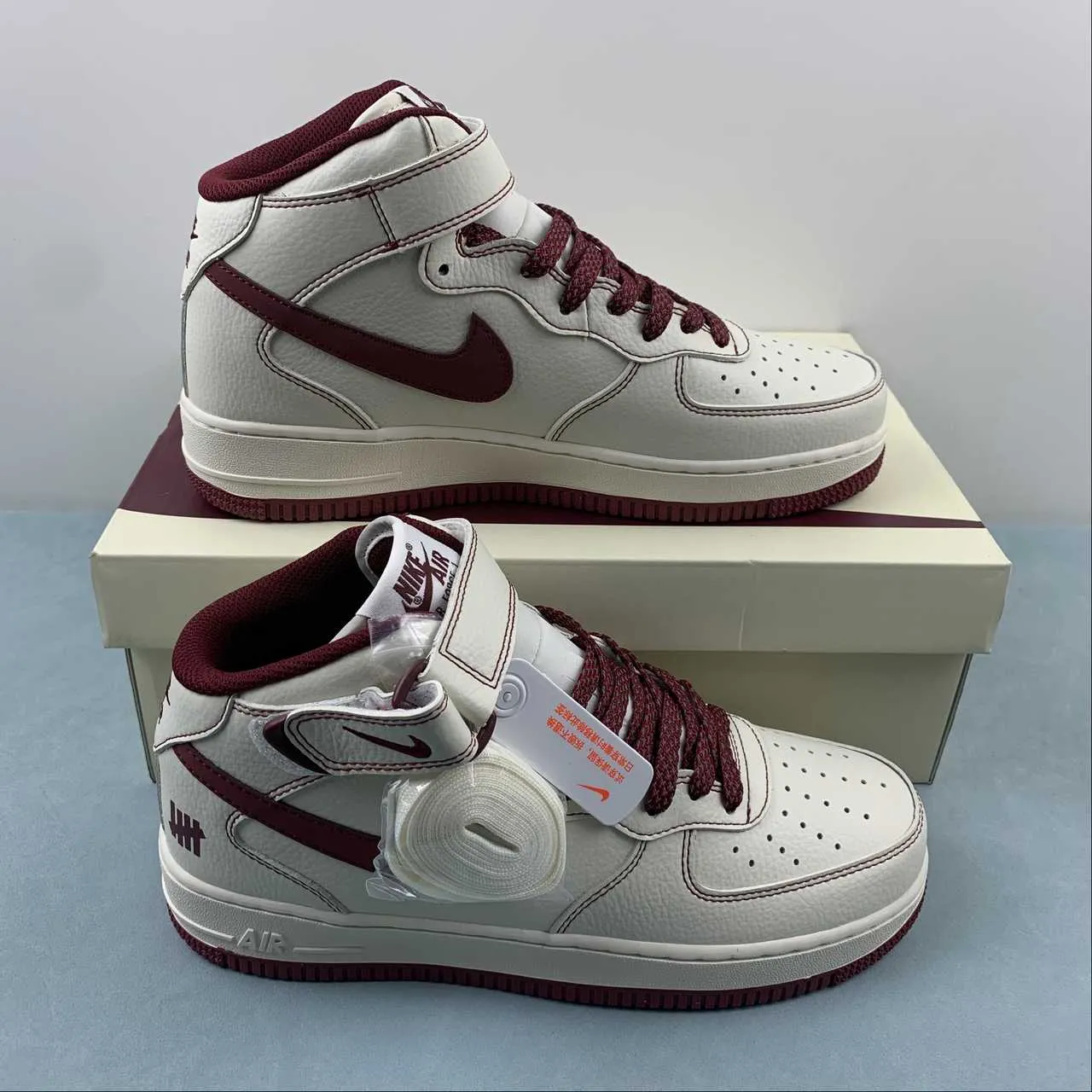 Undefeated x Air Force 1 07 Mid Off White Dark Red UW2369-015 Comfortable ankle mom style
