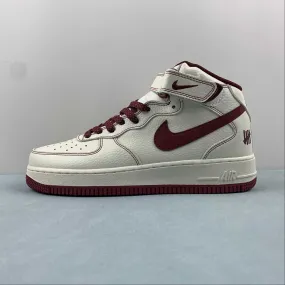 Undefeated x Air Force 1 07 Mid Off White Dark Red UW2369-015 Relaxed Fit Shoes Buckle Up
