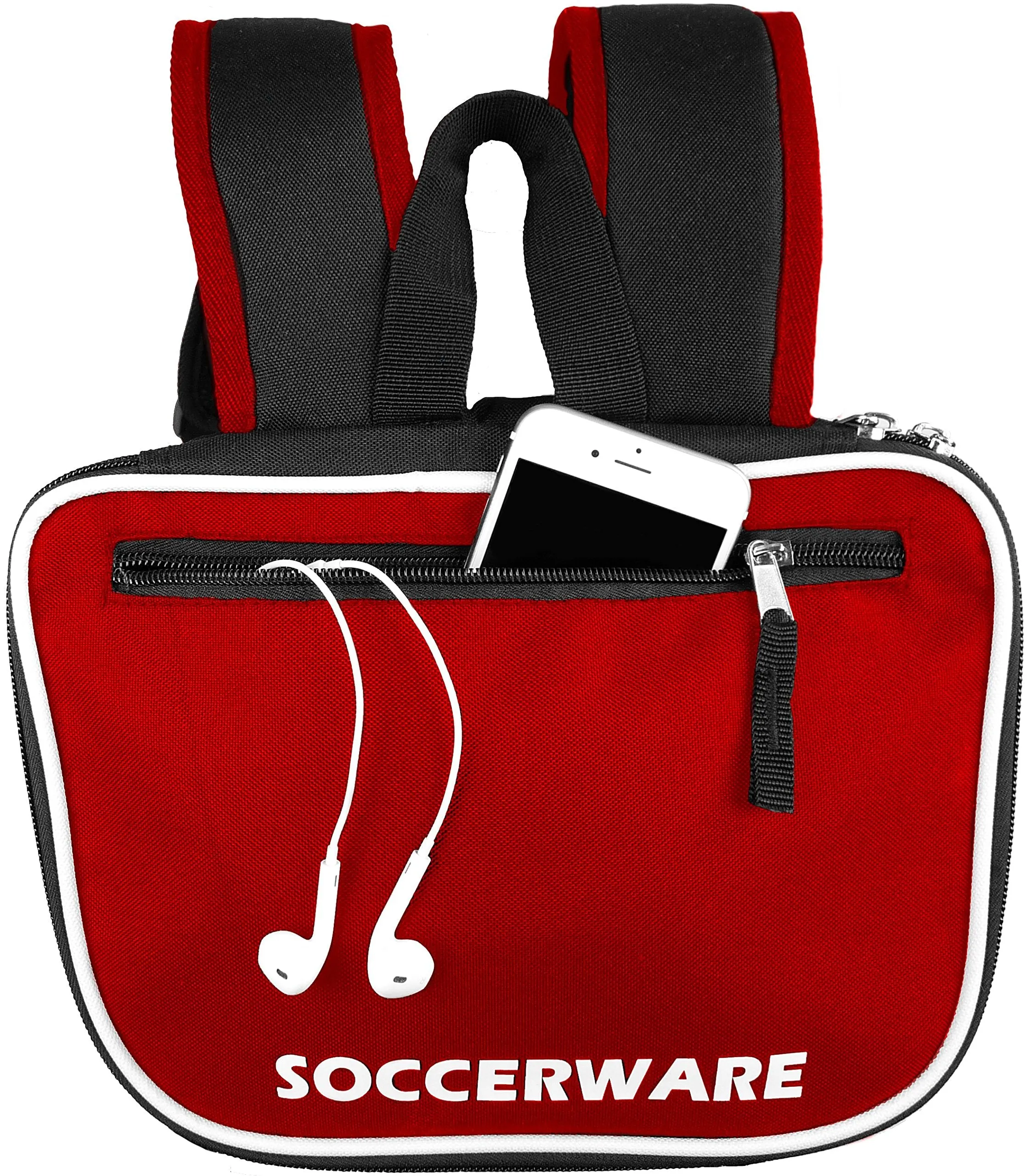 Soccer Backpack with Ball Holder Compartment - for Boys & Girls | Bag Fits All Soccer Equipment & Gym Gear (Black) (Red)