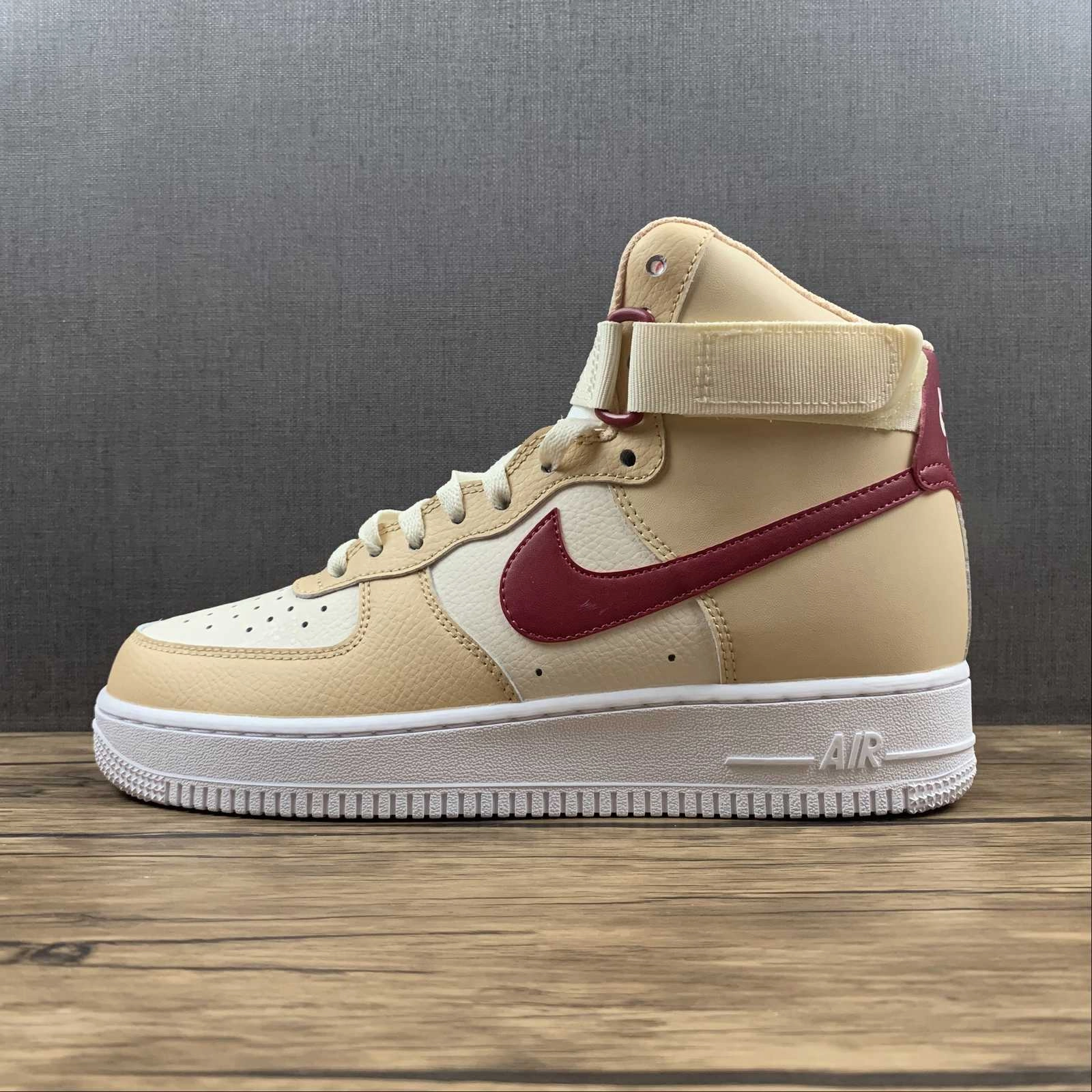 Air Force 1 High White Onyx Noble Red 334031-200 Scandi Clean