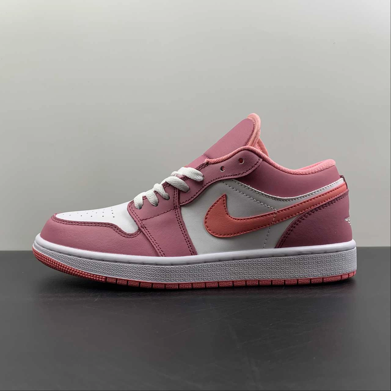 Air Jordan 1 Low Desert Berry Coral Chalk White 553560-616 Airflow Channeling