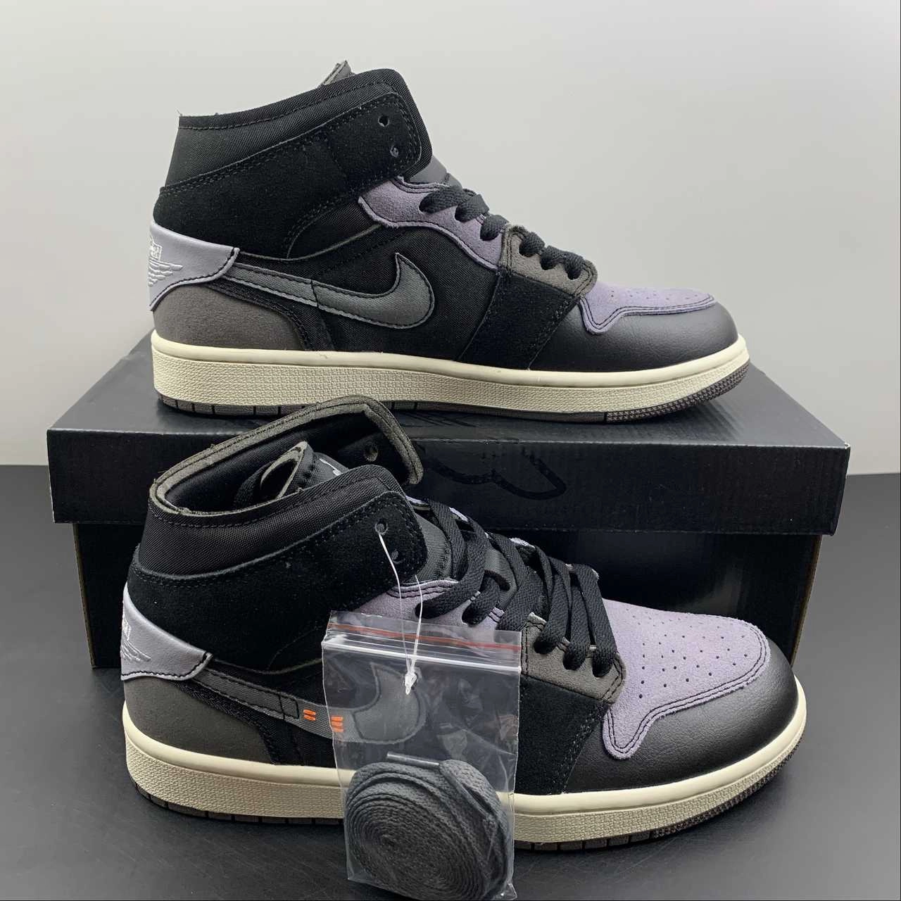 Air Jordan 1 Mid SE CRAFT Black Grey (2022) DM9652-001 Slip Resistant Surface