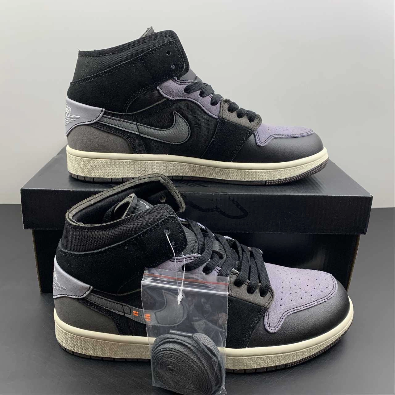 Air Jordan 1 Mid SE CRAFT Black Grey (2022) DM9652-001 Adaptive Harness System