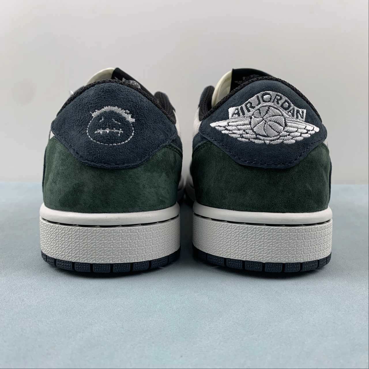 Soft Knit Travel Friendly Travis Scott x Air Jordan 1 Low OG Suede Dark Green Blue DM7866-819