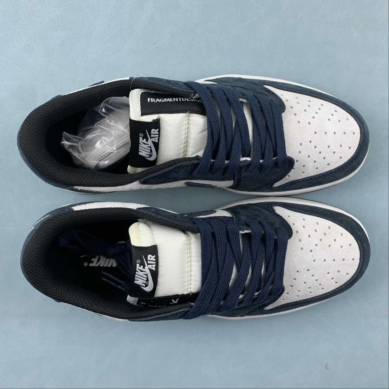 Breathable Knit Fabric Retro-inspired support Travis Scott x Air Jordan 1 Low OG Suede Dark Green Blue DM7866-819