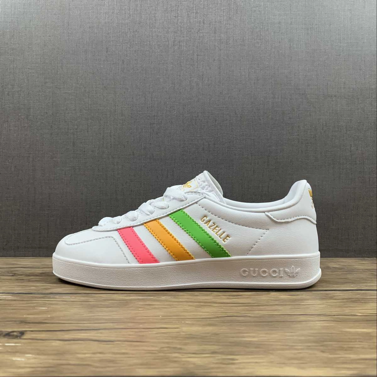 Adidas x Gucci Gazelle White Color abstract - design shoes celebrity - inspired