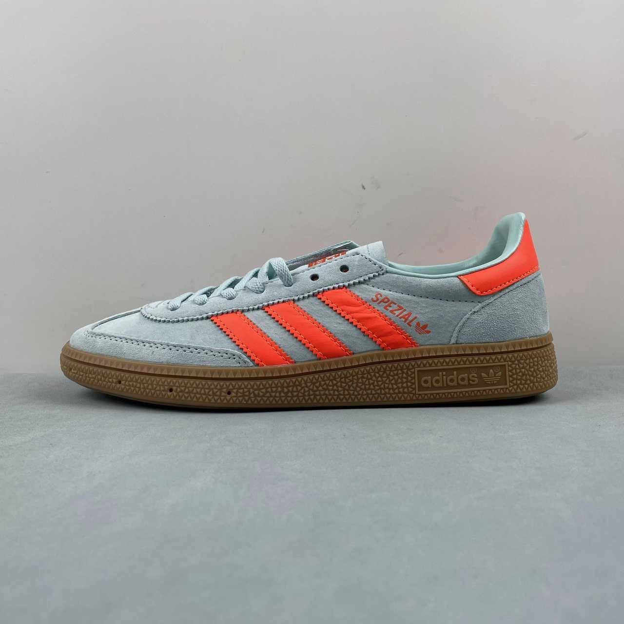 supportive foam sole shoes desert - themed running gear Adidas Handball Spezial Semi Flash Aqua Impact Orange Gum IH5374