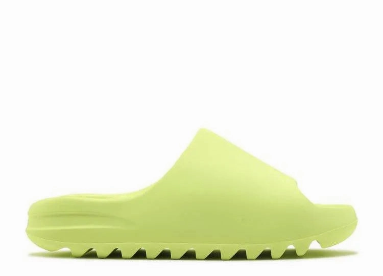 Relaxed Style Stretchable Fabric Yeezy Slide Green Glow