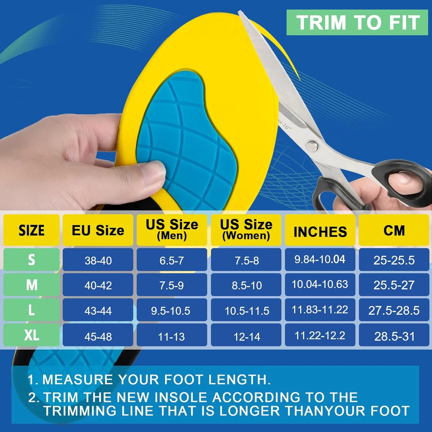 Sport Athletic Shoe Insoles Men Women, Anti-Fatigue and Shock Absorbing Professional Running Inserts for Plantar Fasciitis and Flat Feet Pain Relief Orthotics Shoe Insert Arch Support Anti-Slip M