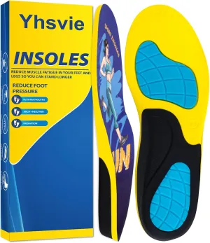 Sport Athletic Shoe Insoles Men Women, Anti-Fatigue and Shock Absorbing Professional Running Inserts for Plantar Fasciitis and Flat Feet Pain Relief Orthotics Shoe Insert Arch Support Anti-Slip M