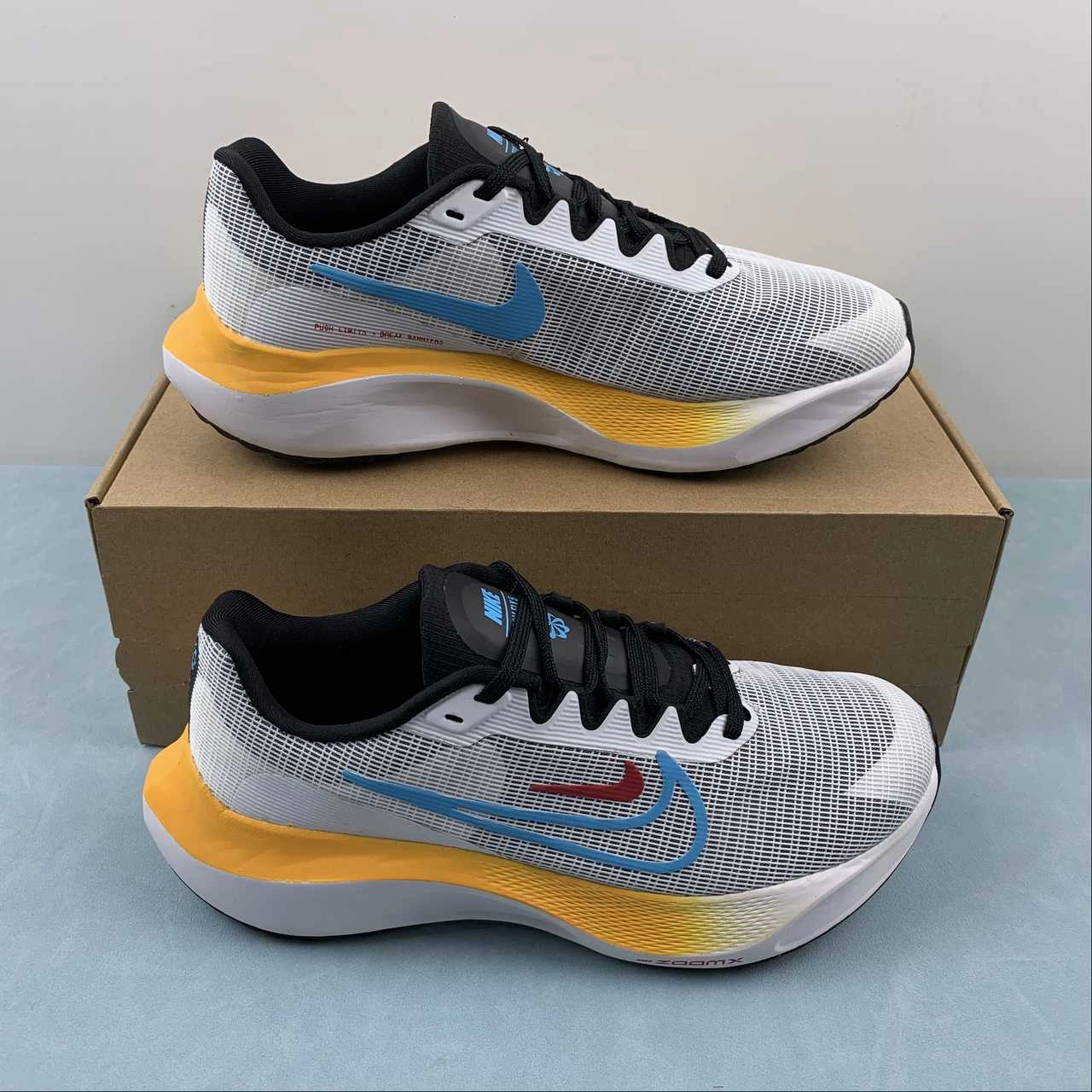 Flow Support Sports use Zoom Fly 5 Black White Spicy Red Baltic Blue DM8974-002