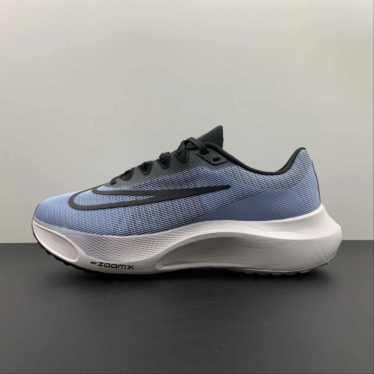 Neutral shape accommodates diverse foot types Every Move Zoom Fly 5 Cobalt Bliss White Ashen Slate DM8968-401