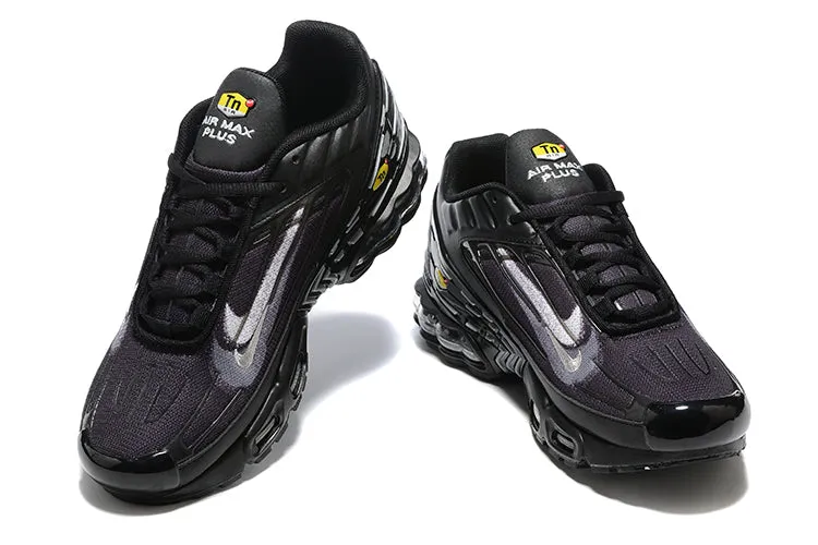Air Max Plus 3 Stencil Swoosh Black Smoke Grey White FD0659-001 Durable Rubber Outsole