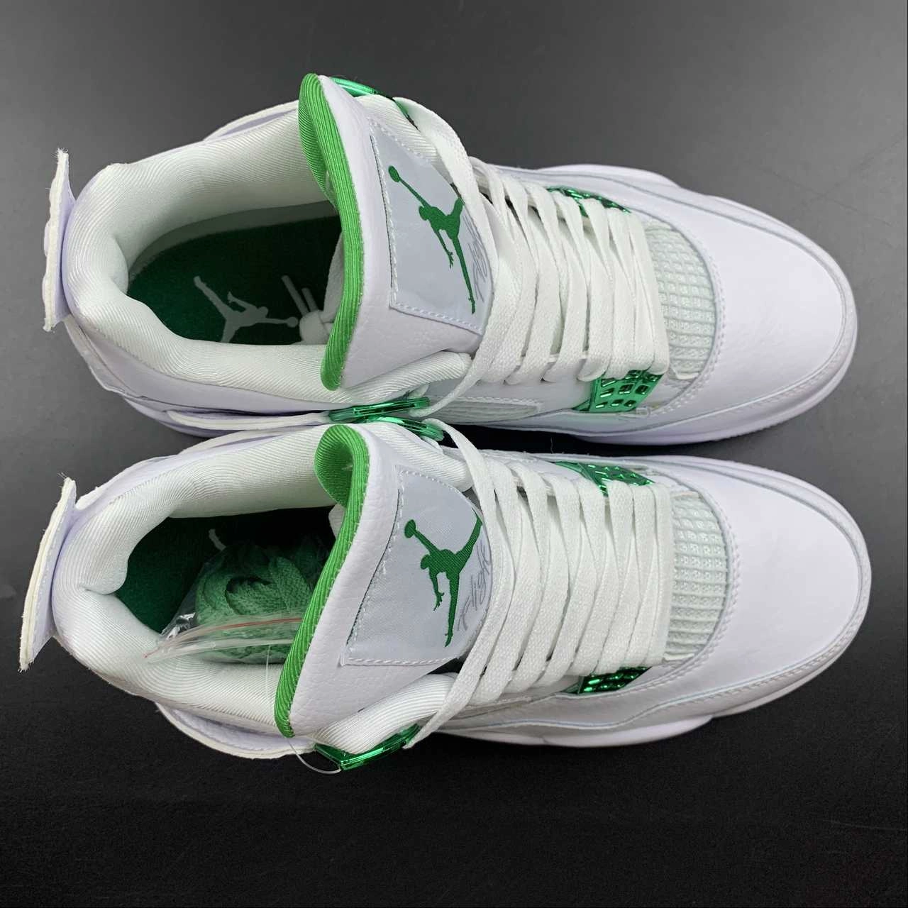 Streamlined Build Strong Grip Air Jordan 4 Retro White Metallic Green