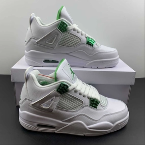 Air Jordan 4 Retro White Metallic Green Heel Pad Vegan Material Options