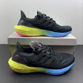Walking Focus Adidas UltraBoost 22 Black Sky Blue Yellow GV8829