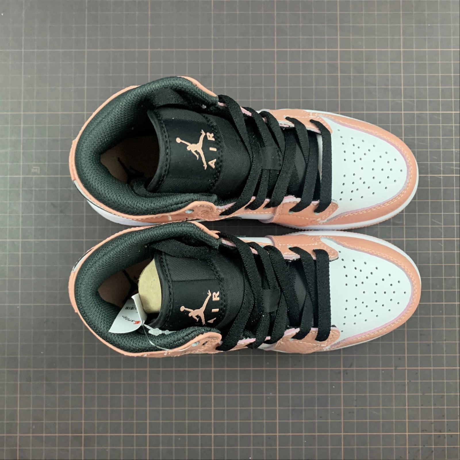 Air Jordan 1 Mid Pink Quartz Dk Smoke Grey 555112-603 Shock Diffusion Orthopedic Impact Zones