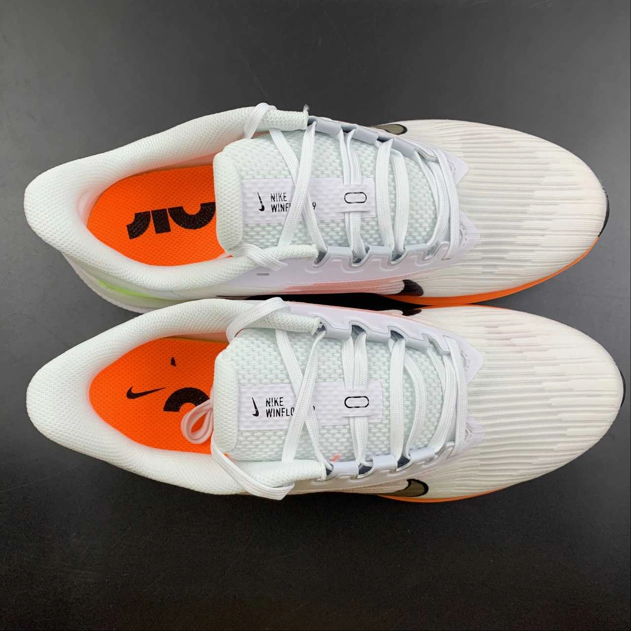 Compression-resistant sole helps maintain energy return Indoor Steps Air Winflo 9 White Fluorescent Green Fluorescent Orange DD6203-100