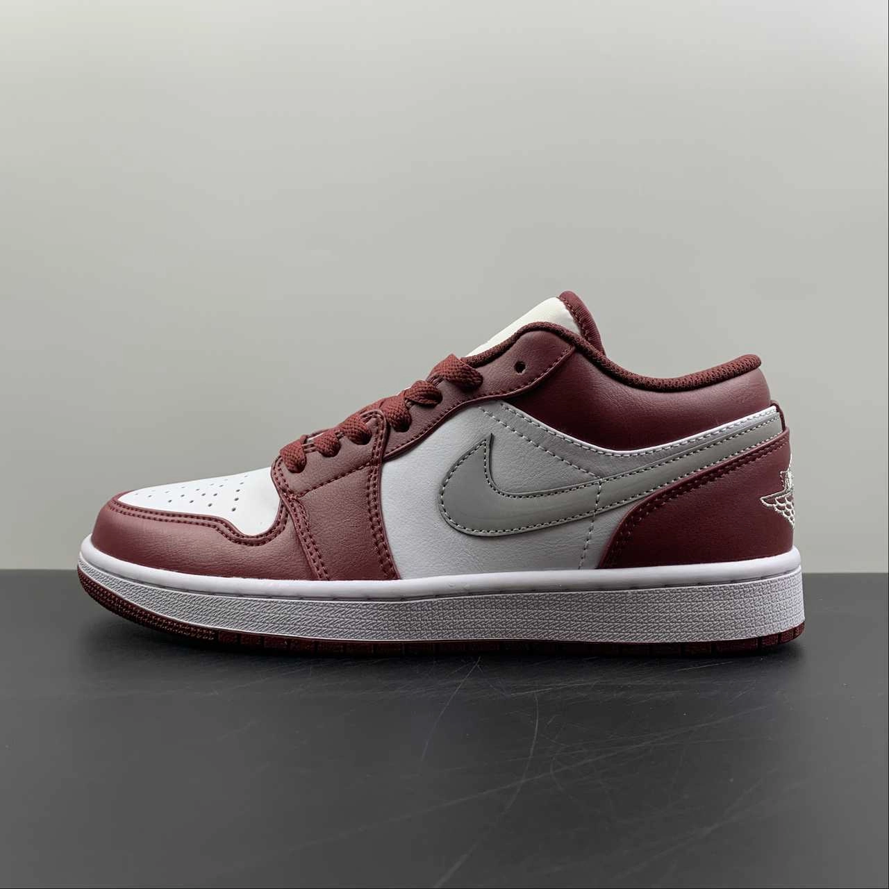 Classic Touch Superior Cushioning Air Jordan 1 Low Bordeaux Particle Grey White 553558-615