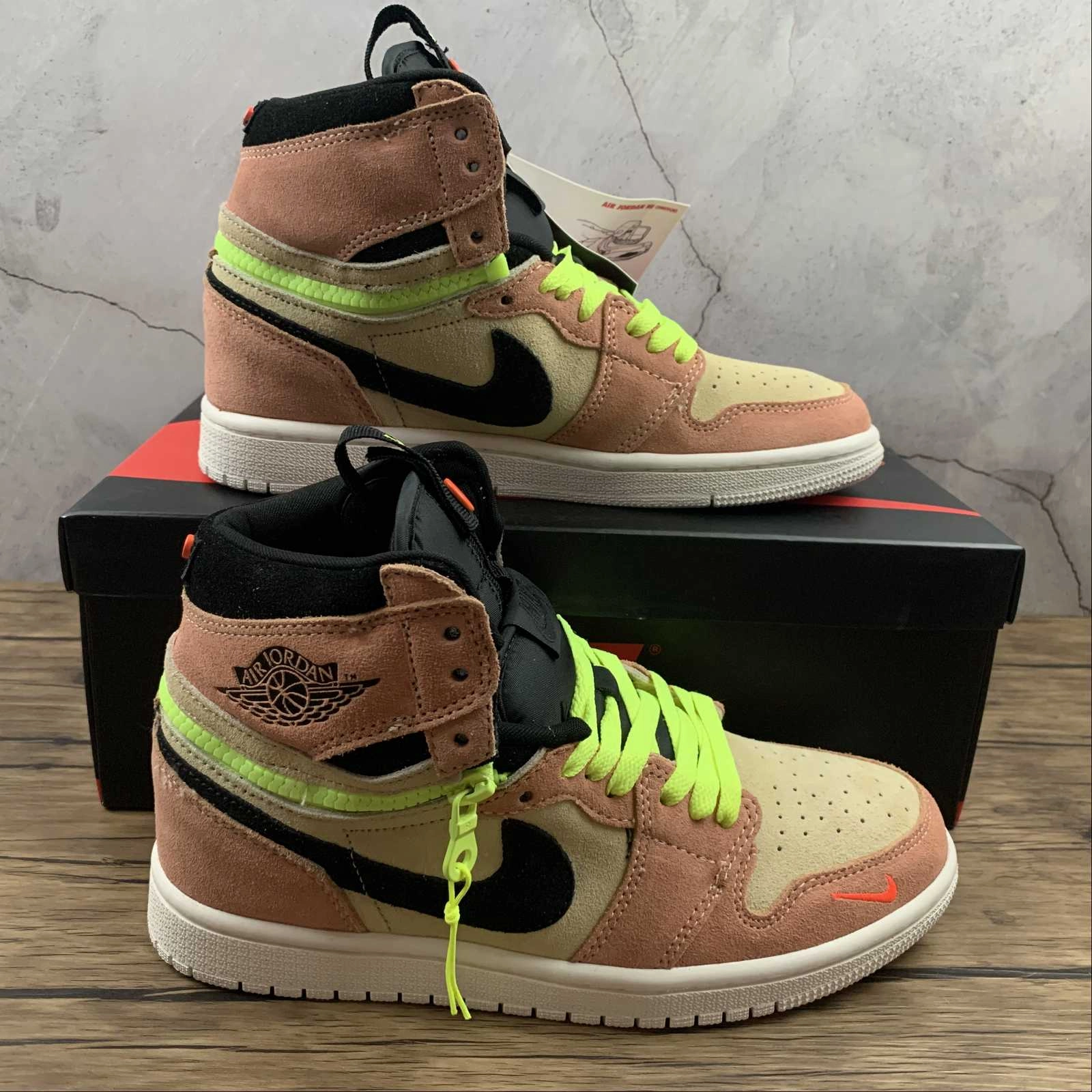 Ergonomic Last Air Jordan 1 High Switch Pink Volt Peach Neon White CW6576-800