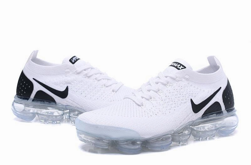 Comfortable Upper Air VaporMax Flyknit 2.0 White Black 942842-103