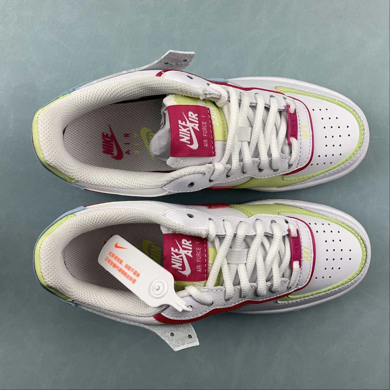 Antibacterial Air Force 1 Shadow White Fireberry Light Lemon Twist Blue Tint FQ8885-100