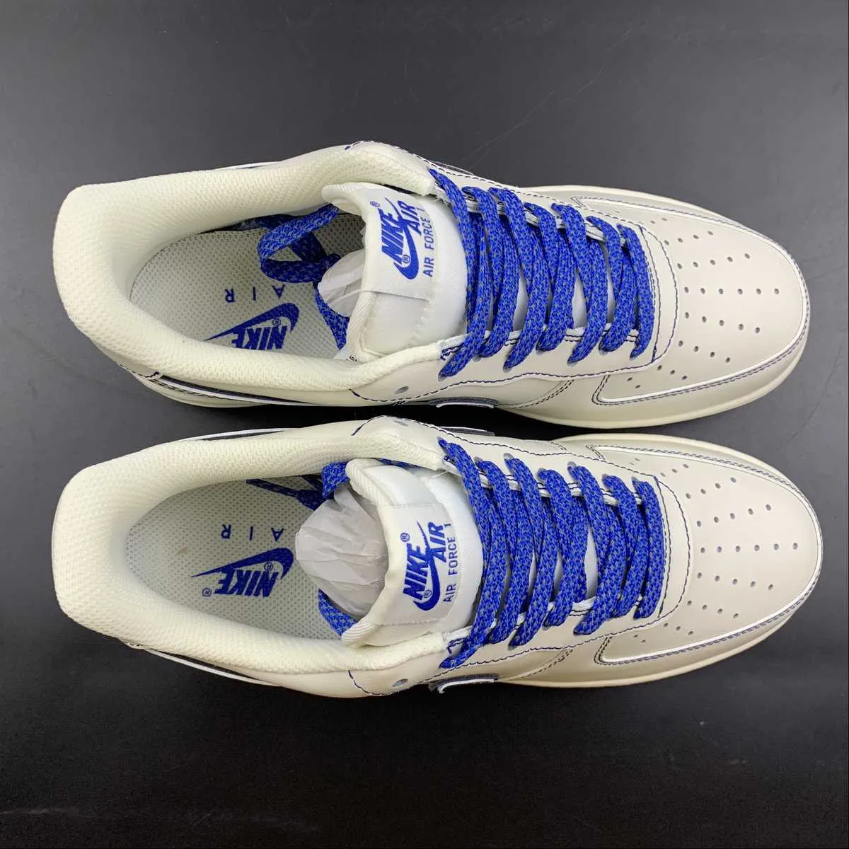 Air Force 1 07 Low Beige Blue 315122-404 Faux Leather Synthetic Upper