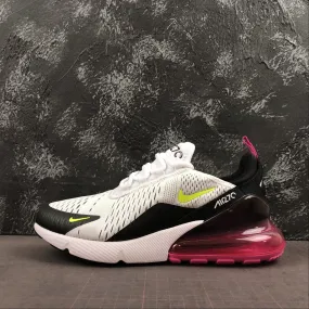 Air Max 270 White-Volt-Black-Laser Fuchsia AH8050-109 Cushioned heel Supportive footwear
