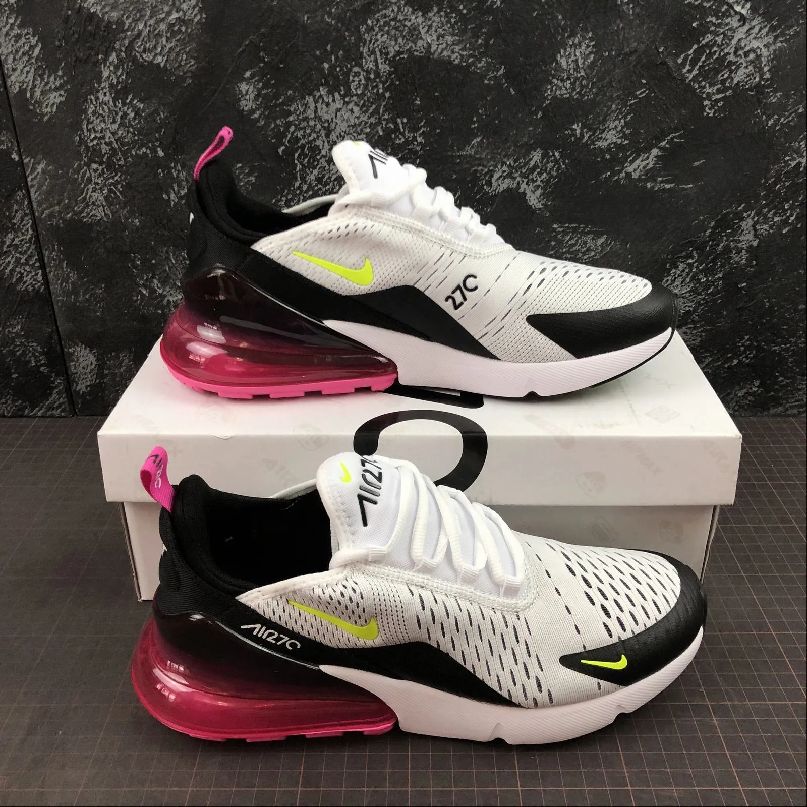 running during sunrise Smooth Steps Air Max 270 White-Volt-Black-Laser Fuchsia AH8050-109