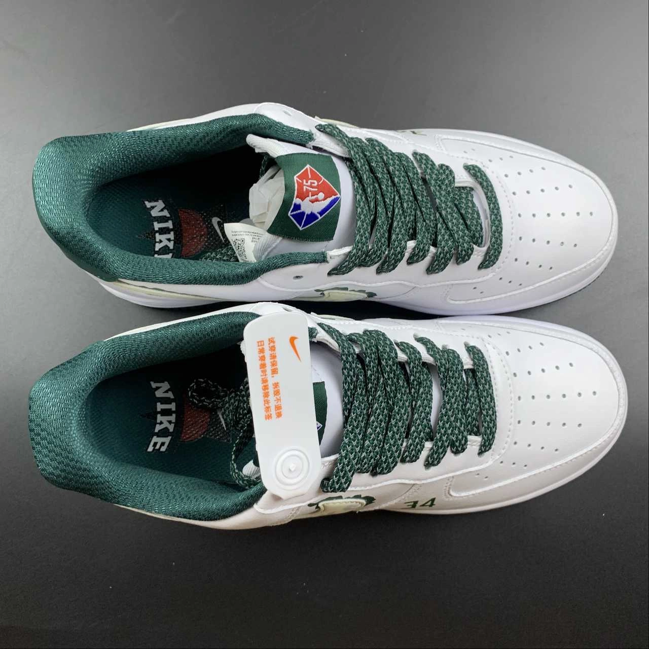 Air Force 1 07 Low Milwaukee Bucks White Dark Green NX2234-113 Shock Absorbing