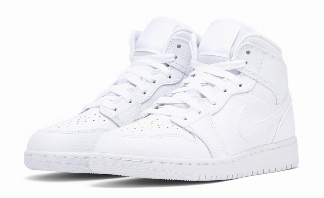 jordan 1 mid (gs) triple white Airflow Design HeelCushion