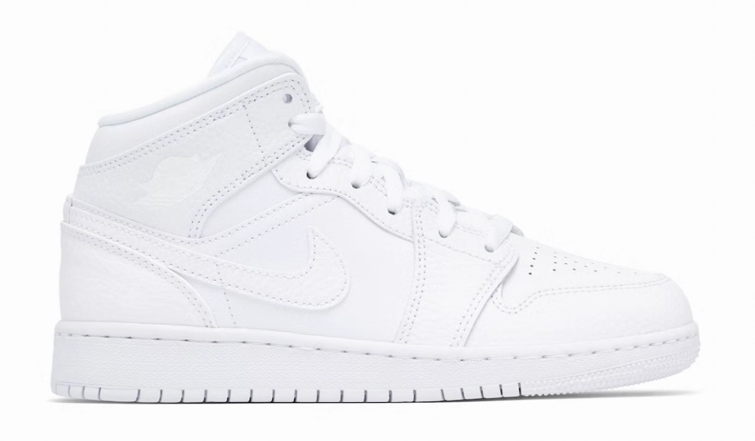 jordan 1 mid (gs) triple white Stay Dry Basic Fit