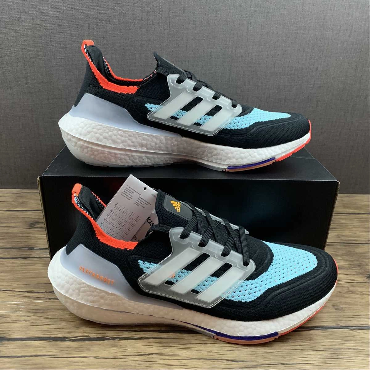 Stylish Pick Adidas UltraBoost 21 Core Black Cloud White Pulse Aqua S23867