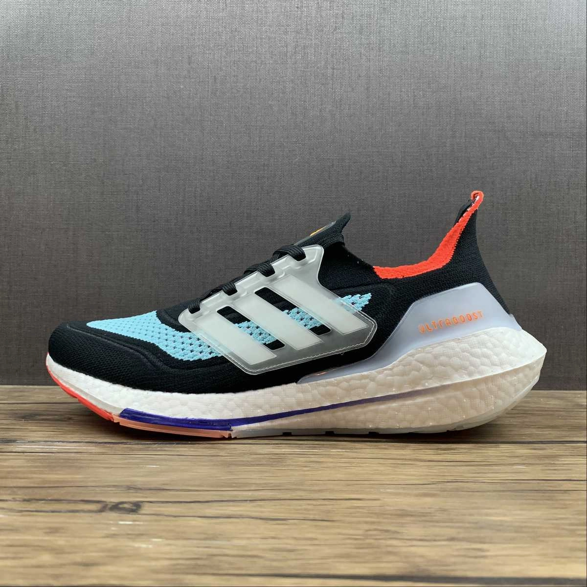 Comfortable Walking Lightweight Cushioning Adidas UltraBoost 21 Core Black Cloud White Pulse Aqua S23867