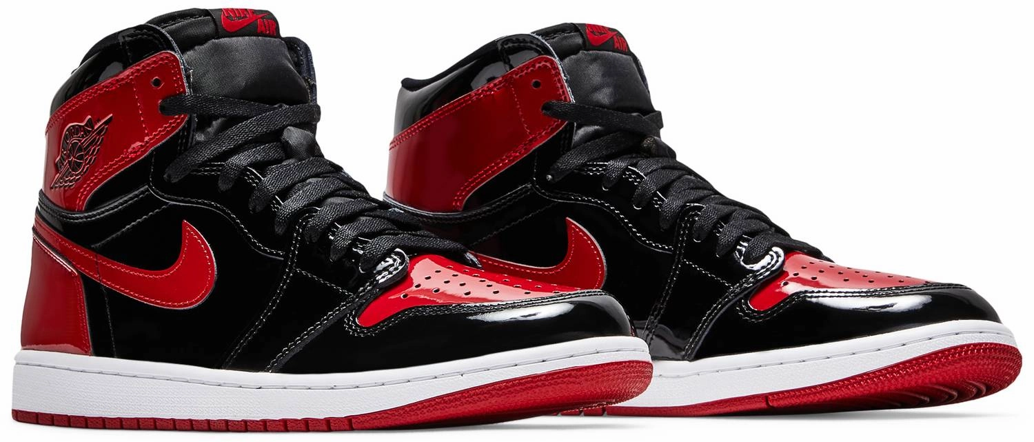 Nike Jordan 1 High Patent Bred Padded Tongue Design Dual Density Insole