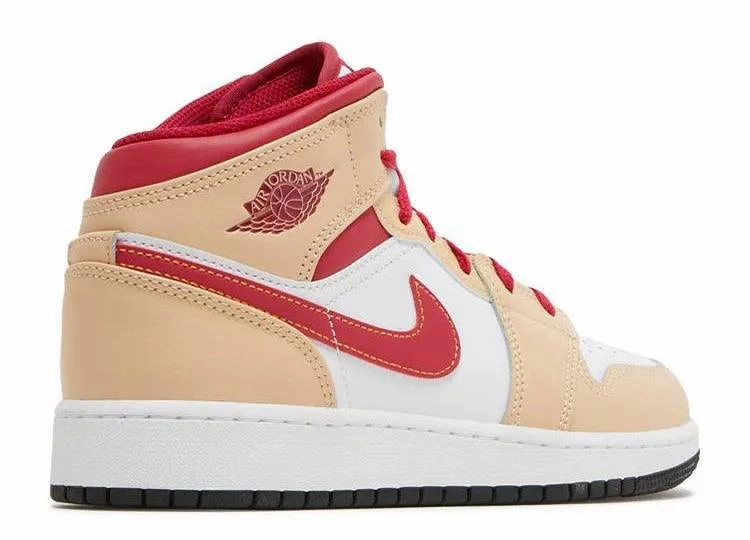 Dry Feet Fall look Air Jordan 1 Mid Beige Red (GS)