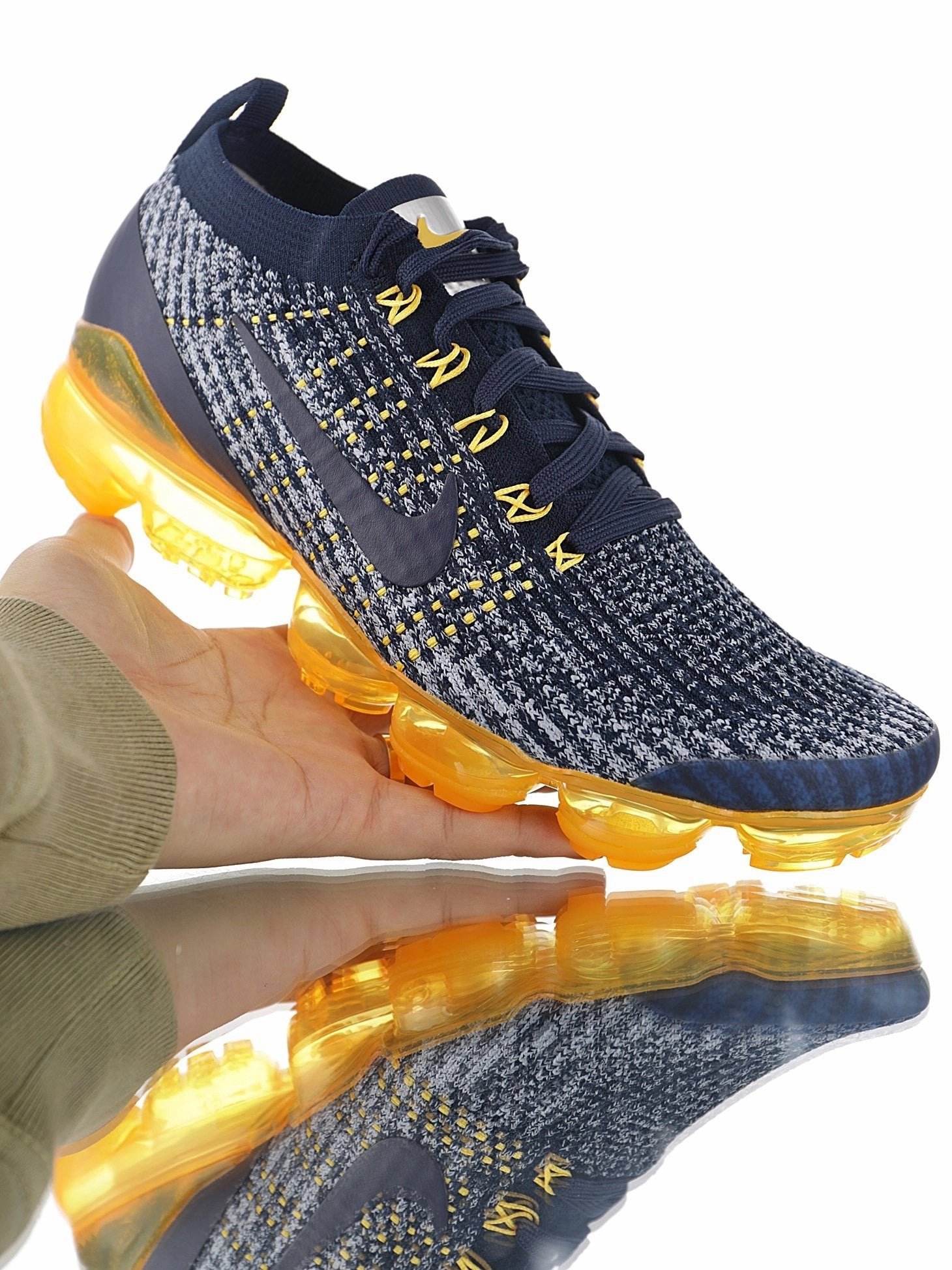 Anti Fatigue Support All-day Traction Air VaporMax Flyknit 3.0  Noche Azul Gris Blanco Brillante Naranja