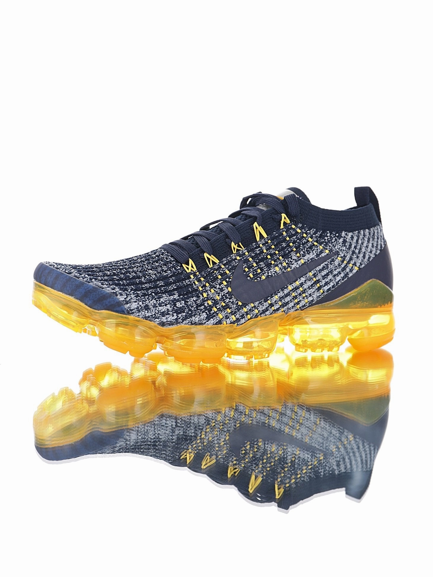 Lace Up Design Air VaporMax Flyknit 3.0  Noche Azul Gris Blanco Brillante Naranja