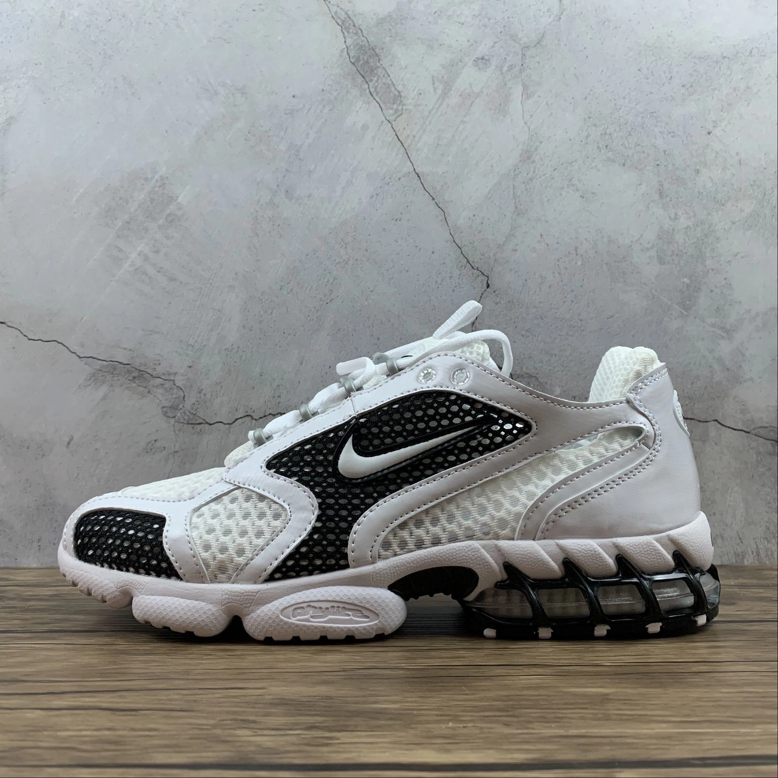 Air Zm Spiridon Cg 2 Stussy White Black CJ1288-110 logo - zipped shoes Stretchable