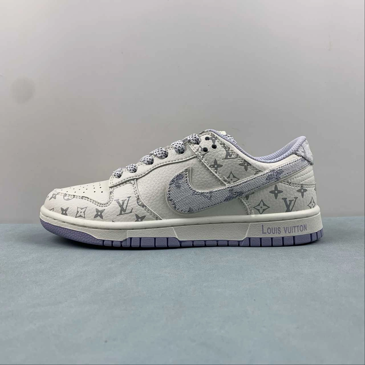 SB Dunk Low LV White Purple FC1688-132 Active Wear Tread Pattern