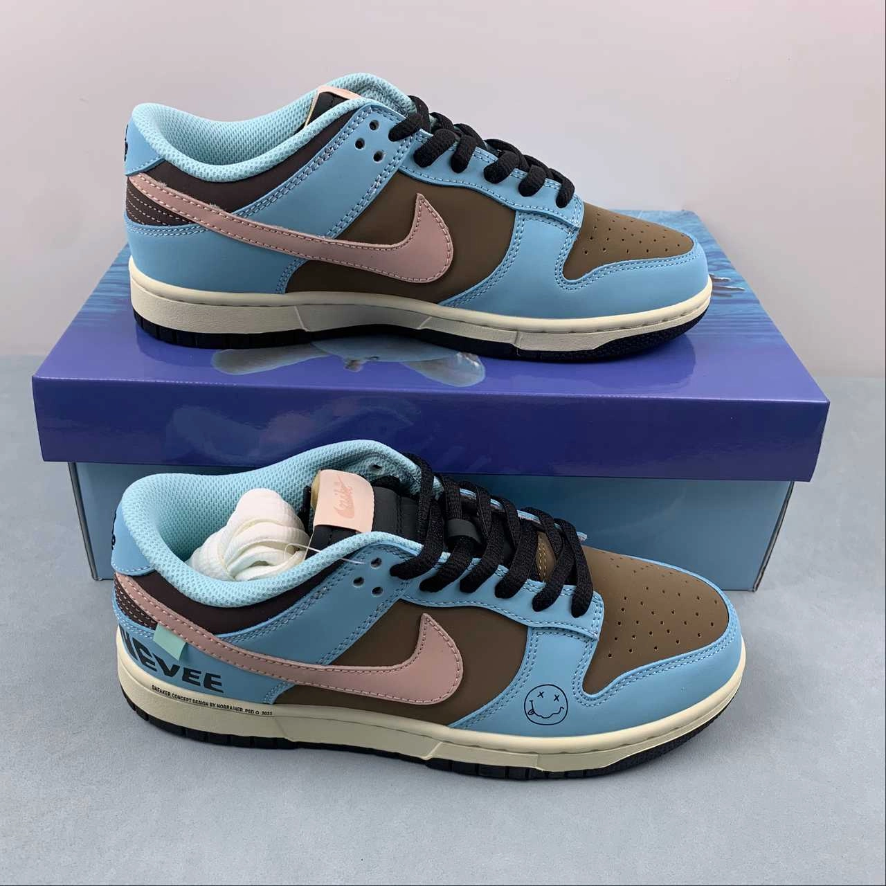 SB Dunk Low Blue Brown Pink MU0232-366 Arch Support Design Padded collar design