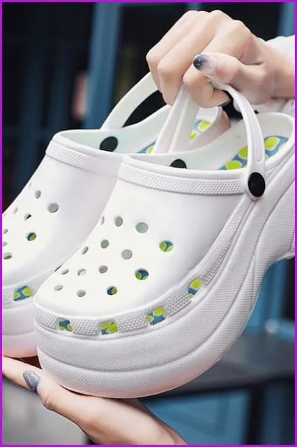 Summer High Heel Hole Slippers Outdoor Beach Sandals F1987