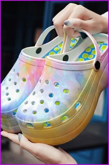 Summer High Heel Hole Slippers Outdoor Beach Sandals F1987