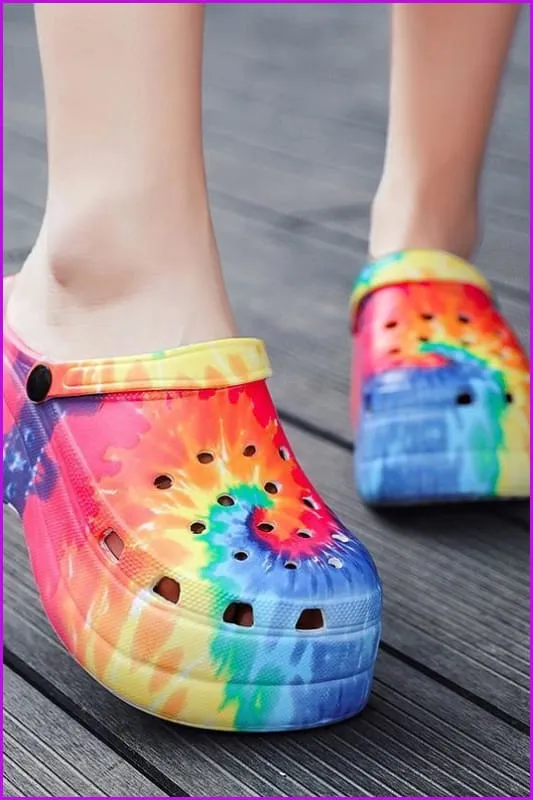 Summer High Heel Hole Slippers Outdoor Beach Sandals F1987