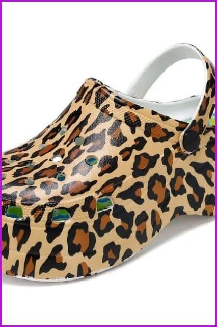Summer High Heel Hole Slippers Outdoor Beach Sandals F1987