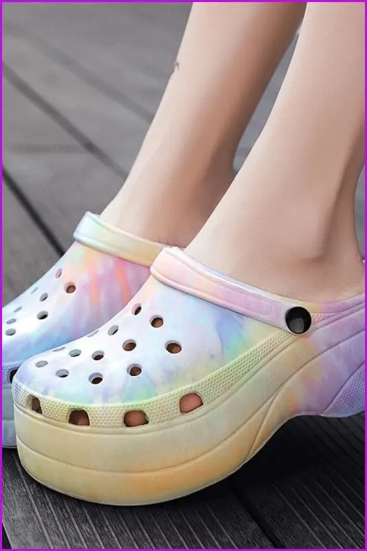 Summer High Heel Hole Slippers Outdoor Beach Sandals F1987