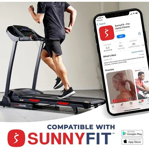 Sunny Health & Fitness Foldable Incline Treadmill w/ Pulse Sensors