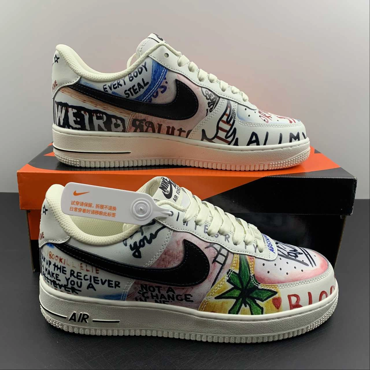 Air Force 1 07 X Vlone Beige Red Black Dark Crow GT6969-198 Casual Performance