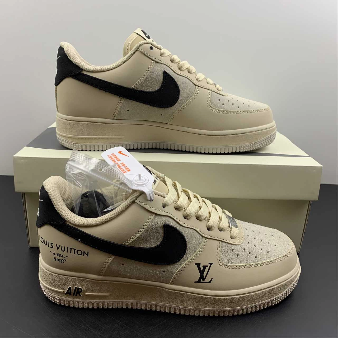 LV x Air Force 1 07 Low Black White Gray BS6055-202 Flexible Sole Practical Use